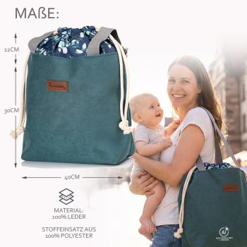 BAMBINIWELT Wickeltasche Schultertasche Shopper aus Leder für Kinderwagen Buggy